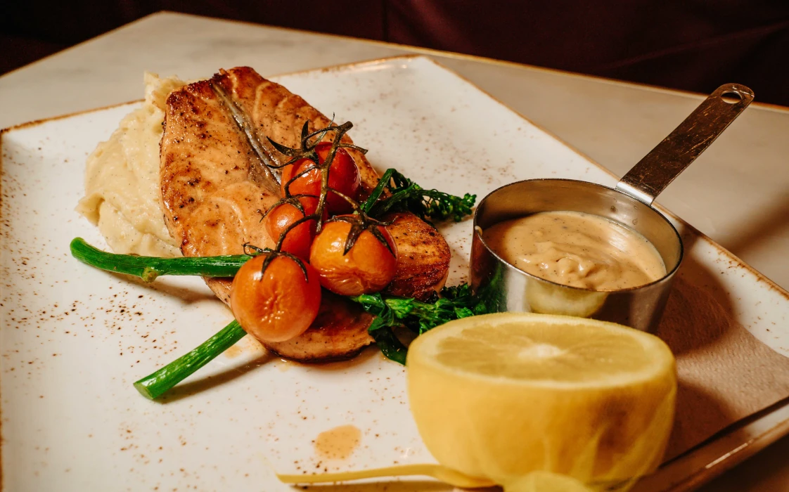 Grilled Salmon and smashed potatoes